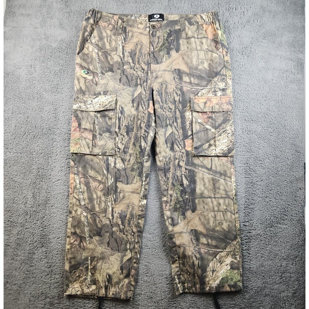 Y2K Camo Cargo Pants Men's 40x30 XL BAGGY Paratrooper Hunting Outdoor Break-Up
